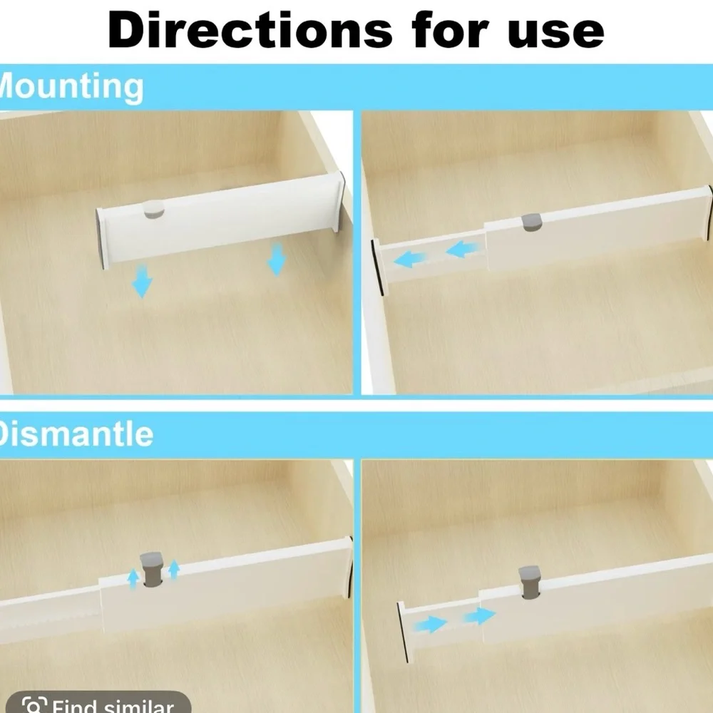 Adjustable Drawer Dividers in White and Gray